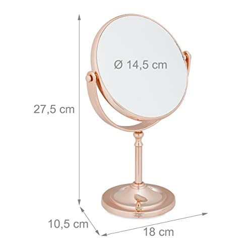 Espejo de maquillaje redondo, 2X magnificación, soporta en mesa miniatura 4