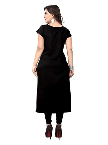 Image of Women's Black Crepe Printed Kurti | Elegant & Comfortable Ethnic Wear for Daily, Office & Festive Looks | Trendy Indian Kurti for Women & Girls