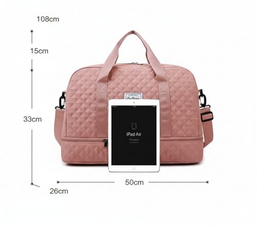 Image of WILDHORN 37 litres Nylon Travel Duffle Bag for Men & Women | 49 cm Weekender Gym Bag with Back Zipper Pocket & Trolley Strap | Overnight Cabin Luggage Shoulder Bag (Rose)