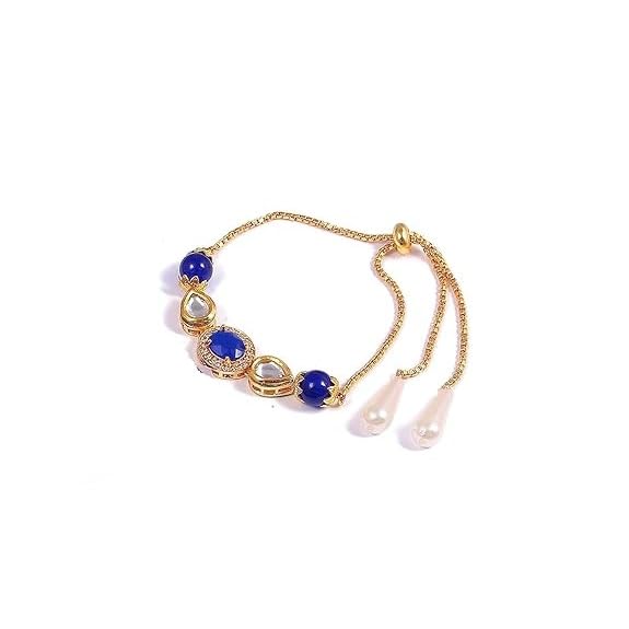 Image of Elegant Traditional Gold Plated /Rakhi Combo Of 1 Piece for Men and Women /brother /sister /bhabhi Kundan Stone combo set (Same as Shown In Image)
