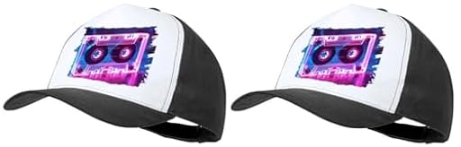 MERCHANDMANIA Pack 2 Gorras Negras Cinta Casette Retro Vintage futurista Friki Gamer Cap | Ya disponible en tu tienda friki favorita! En mundofriki.es!
