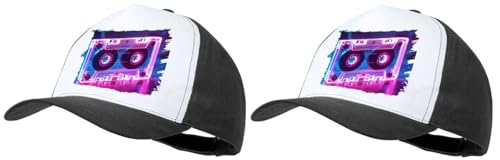 MERCHANDMANIA Pack 2 Gorras Negras Cinta Casette Retro Vintage