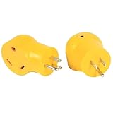 15M/30F 90 degree electrical adapter NEMA 5-15 Plug / TT 30 Connector 125V-1875W Non slip grooves make unplugging easier Designed for use with recreational vehicles