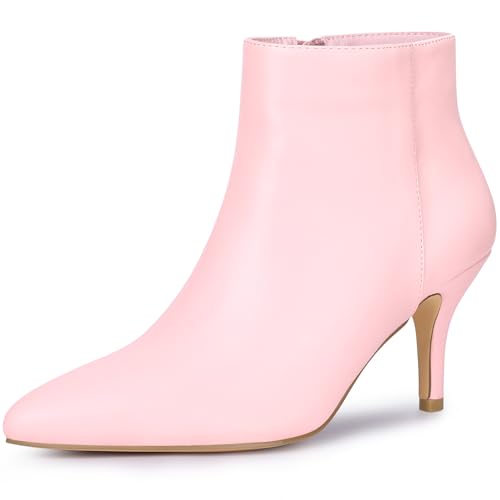 Allegra K Women's Pointed Toe Zipper Stiletto Heel Ankle Boots
