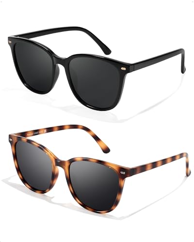 Image of 2 Packs Sunglasses for Women Polarized UV400 Protection Lens Big Frame Fashion Glasses Trendy Stylish Shade