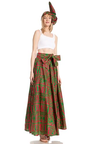 Sakkas Asma Second Convertible Traditional Wax Print Adjustable Strap Maxi Skirt4