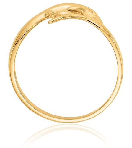 IceCarats 14K Solid Yellow Gold Sea Dolphin Ocean Fish Beach Nautical Ring2