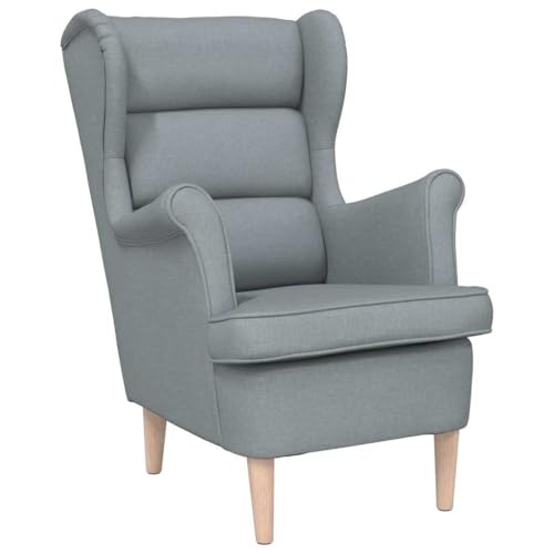 QJBSAVVA Sessel Hellgrau Loungesessel Polstersessel mit Gummibaumholz-Beinen, Moderner Ohrensessel Stoff für Wohnzimmer Schlafzimmer und Büro, Relaxsessel Gepolstert 74 x 84 x 100 cm