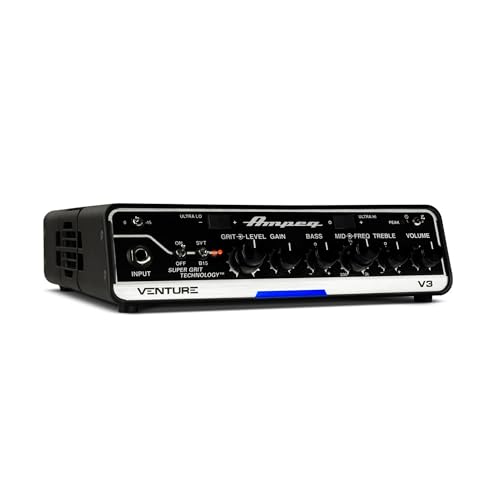 Ampeg Venture V3 Bass Guitar Head, 300 Watts, Legacy Preamp and 3-Band EQ with sweepable mids, Ultra Hi/3-way Ultra Lo switches, and a footswitchable SGT Overdrive Circuit with SVT and B15 voicings by Ampeg - Used condition - CA$636.49