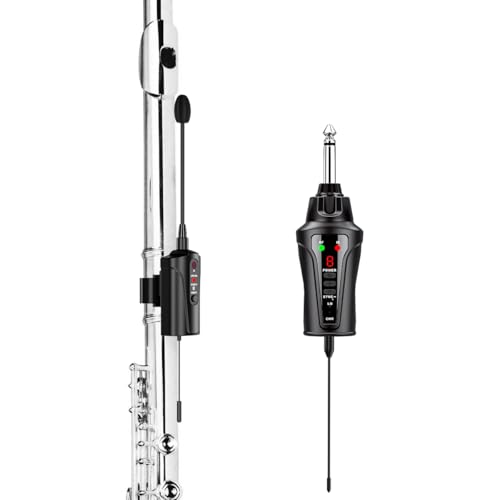ACEMIC UHF Wireless Flute Microphone System, Wireless Tie-on Microphone for Flute, Suitable for Live Performances, PA Systems, Audio Mixers, and Speakers - DT-5
