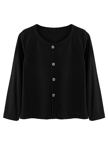 Kids Girls Crew Neck Button Down Cardigan Sweater School Uniform Lightweight Long Sleeve Knit Tops3