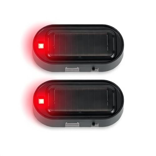 Shudyear Car Solar Power Simulated Dummy Alarm，Anti-Theft LED Flashing Security Light Fake lamp with USB Charger Port，Car Accessories for Most Cars,2PCS...