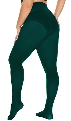 Image of DUCMODA Plus Size Tights for Women, Ultra Soft Solid Color Semi-Opaque Pantyhose, Nylon High Waist Stockings 1X 2X 3X 4X