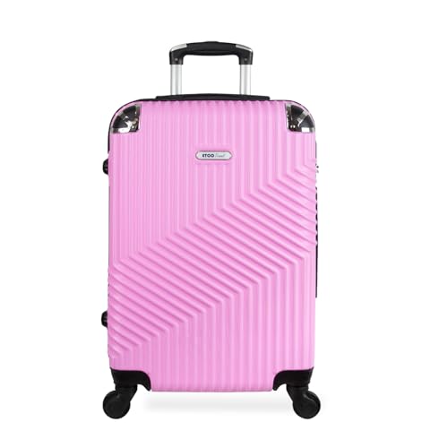 Recopilación de Maletas baratas Top 10. 42 Maleta De Viaje Carry On 10kgs. Maleta de Mano rígida Doble Refuerzo Con * TSA Lock * Luggage suitcase Etco Travel Color Rosa