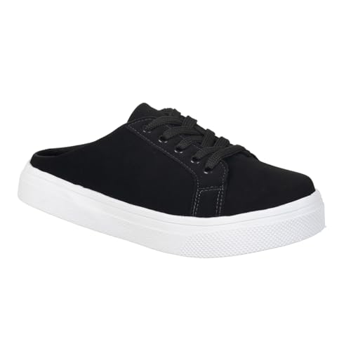 Tenis Mule Sem Calcanhar Calce Facil Florido Preto Branco Confortavel (Preto, BR, Adulto, Numérico, 37)