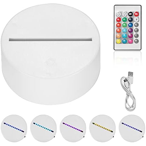 3D Night LED Light Lamp Base, Dnieheic 10Pack Colorful Light Remote Control Smart Touch 16 Color LED Table Lamp Sensor Base for Childrens Room athroom Living Room Decoration-White Cover