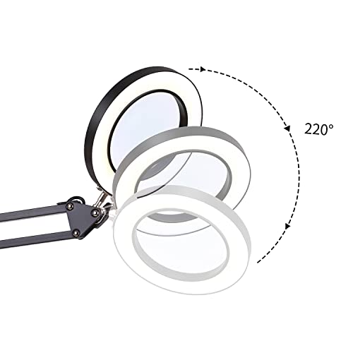 Lampe loupe LED 5x pince bureau réglable bras pivotant intensité variable