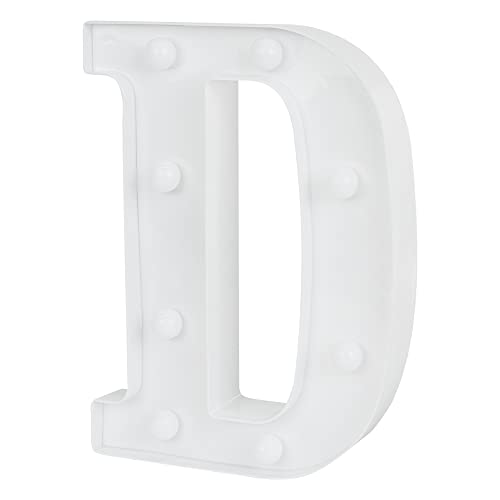 Image of Restaurantware Illumify 6.3 x 1.2 x 8.7 Inch Light Up Letter 1 Durable Marquee LED Light - Letter D Touchproof White Plastic Party Light Keyhole Slot For Parties Weddings Or Special Events