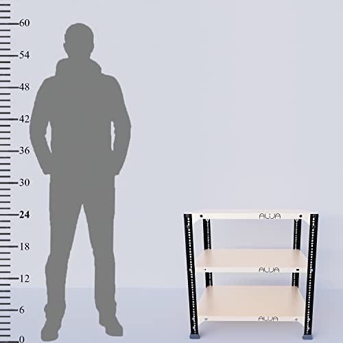 Image of ALIJA️ Slotted Angle Metal Rack (2 x 2 x 1.5 Ft. / 24 x 23 x 18 Inch) with 3 Shelves (Black Angle Ivory Shelves, 20 Gauge Shelves, 14 Gauge Angle)