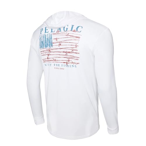 PELAGIC Apparel Men's Aquatek Reel Flag Hooded Fishing Shirt - Main Image