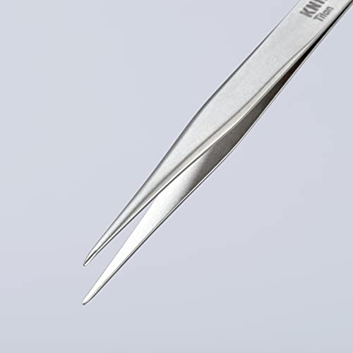 KNIPEX - 92 23 05 Tools - Precision Tweezers, Titanium, Anti-Magnetic, Acid-Proof, Stainless (922305), Silver, 4.75" - Image 4