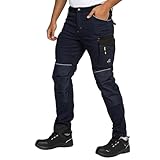 bwolf daytona pantaloni da lavoro uomo elasticizzati pantaloni lavoro da uomo cotone - poliestere - con molte tasche, blu, m