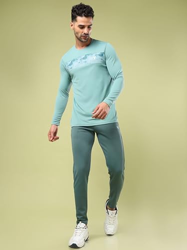 Image of TECHNOSPORT Men's Slim Fit Track Pants with Zip Pockets, ELASTO Plus Quick Dry Stretchable Lightweight Lower for Gym Running Yoga and Sports