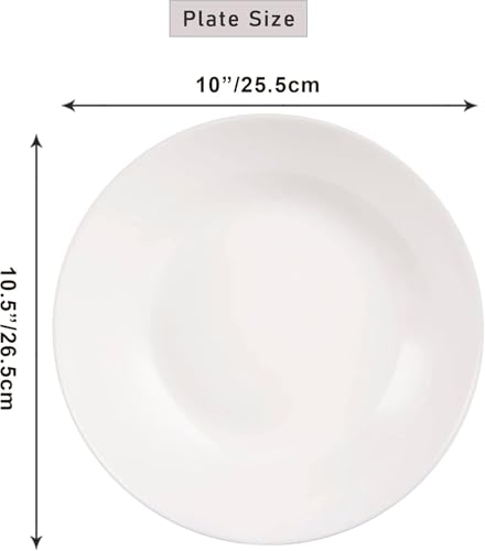 Best House | Round Dinner Plate | Opalware | White | 10"/25.5 cm | Set of 6 PCS | Microwave, Oven, and Dishwasher Safe, Serving Dinner Plates Dinnerware Set - Image 5