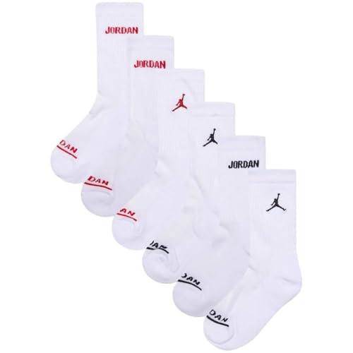 Jordan Baby Boy's Legend Crew 6-Pack (Infant/Toddler/Little Kids/Big Kids) White 7-9 (Shoe Size 3-5 Big Kid)