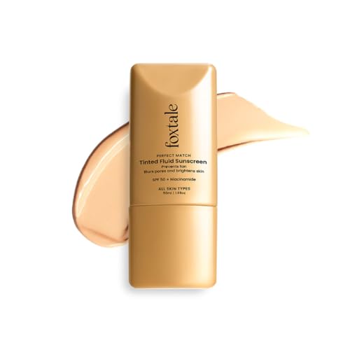 Image of Foxtale SPF 50 PA++++ Tinted Sunscreen, 02 Sand | In-Vivo Tested & UVA /B Protection | Niacinamide & Vitamin E | Daily Wear, Blurs Pores, Evens Tone, Matte Finish, Non-Greasy | All Skin Types | 50ml