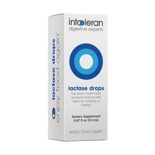 Intoleran Lactase Digestive Enzyme Drops - 0.47 FL Oz (14ml) | Liquid Lactase Enzyme for Lactose Intolerance | Makes Dairy Lactose-Free | Lactose-Free Cooking & Baking | Pure and Vegan | Low FODMAP