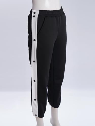 YiZYiF Kids Boys Fleece-Lined Side Split Button Post Surgery Pants Patchwork Basketball Trousers Jogging Sweatpants3