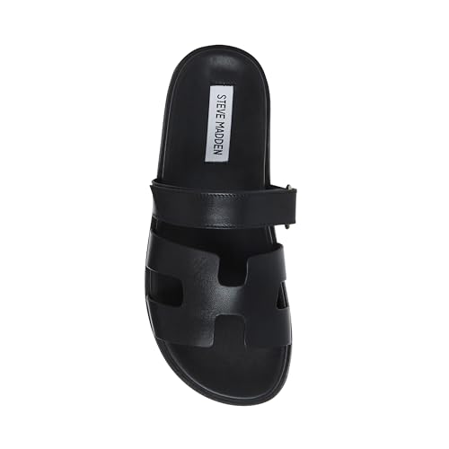 Steve Madden Women's Mayven Slide Sandal, Black Leather, 7.5