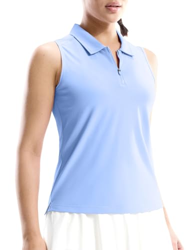 Image of MIER Womens Sleeveless Golf Shirts - Quarter Zip UPF 50+ Collared Polo Tank Tops, Quick Dry Zip Up Tennis Sports Active Tee