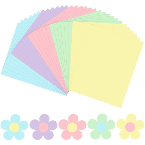JULBEAR 30 Sheets Spring Easter Day Colored Cardstock 5 Colors 180gsm 8.5x11 Inch Assorted Cardstock for DIY Cards Scrapbook Print Paper DIY Crafts Holiday Decorations Making Office Home Supplies