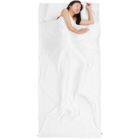 Cozysilk 100% Tencel Lyocell Sleeping Bag Liner with Zipper - Austrian Lenzing AG Tencel - Sleep Sack Adult Travel Sheet for Hotel & Camping, Hiking, Backpacking (White, Single Luxury - 41 x 87 inch) Cover
