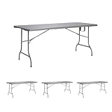 Solycarpa Pack 4 Mesas Plegables Tipo Maleta de 180cm x 76cm en Plástico Resistente - Portátil, Fácil de Almacenar, Ideal para Eventos, Picnics y Oficina