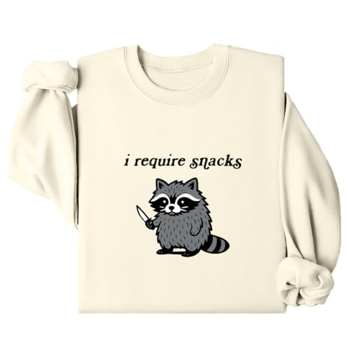 I Require Snacks Raccoon Sweatshirt I Require Snacks Shirt Funny Raccoon Tops