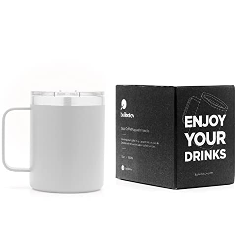 BALIBETOV Tazas Termicas Cafe (355ml) - Vaso Termo Cafe para Llevar - Taza Termica para Llevar Café, Té, Vino, Cerveza y mas - para Frio y Calor (Blanco)