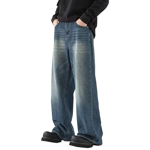 Men's Casual Jeans Baggy Jeans Y2k Ripped Denim Pants Distressed Straight Leg Fashion Hip Hop Clothing