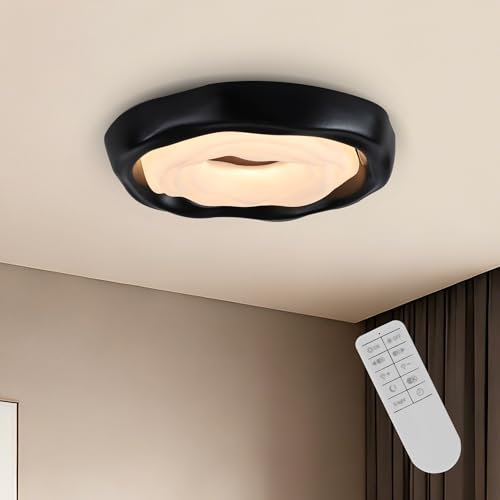 meibeileil Plafon Led Techo Moderna,Plafones para Techo Led Ronda, Lamparas De Techo Salon De Dimmble con Mando a Distancia,⌀42Cm Cocina,Sala de Estar,Entrada,Recibidor,Salón Plafon Lampara,48W,Negro.