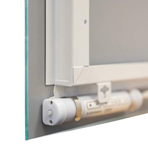 Bathroom Wall Mounted Mirror with LED Light - Vanity Shaving Make Up Mirrors with Push Switch - 60 x 40cm - Battery Operated, No Wiring Required!