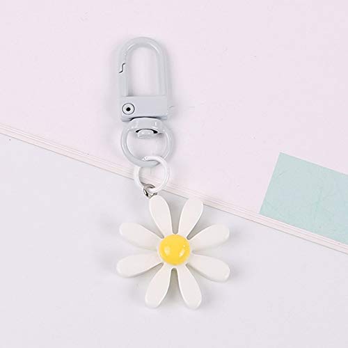 Preisvergleich Produktbild Niedlicher Blumen-Gänseblümchen-Schlüsselbund für Frauen und Männer Charme-Blumentasche Auto-Anhänger-Schlüssel Kleine Gänseblümchen-Schlüsselringe