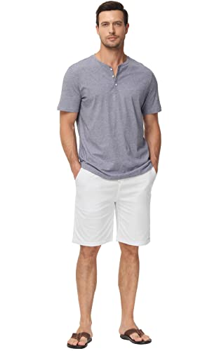 Solatin Linen Casual Classic Fit Mens Shorts Drawstring Summer Beach Shorts White Men With Elastic Waist And Pockets S #TOP4