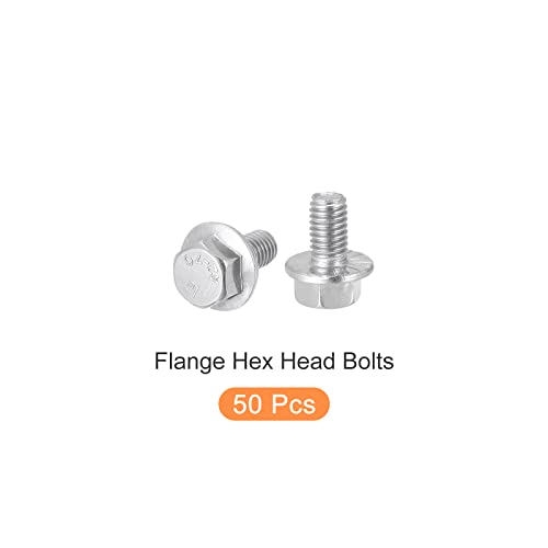 Image of METALLIXITY Flange Hex Head Bolts (M6x8mm) 50pcs, Hexagon Bolt Fully Thread Screw - for House Construction Hardware Fasteners