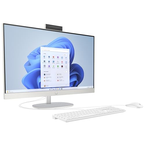 HP All-in-One Desktop-PC | 27' FHD Display | AMD Ryzen 5 7520U | 16 GB DDR5 RAM | 512 GB SSD | AMD Radeon-Grafikeinheit | Windows 11 Home | Weiß