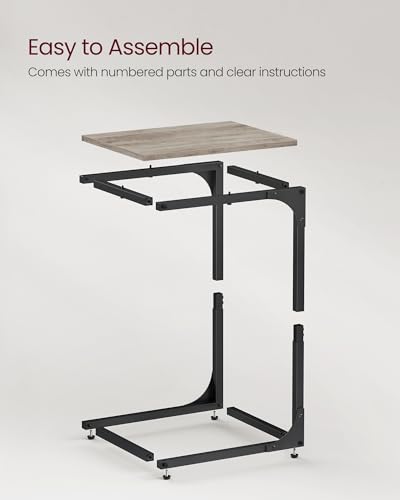 VASAGLE Set of 2 C-Shaped Side Table, Bedside Table, Sofa Side Table, Coffee Table, with Metal Frame, Industrial, for Living Room, Bedroom, Heather Greige and Ink Black LET354B02