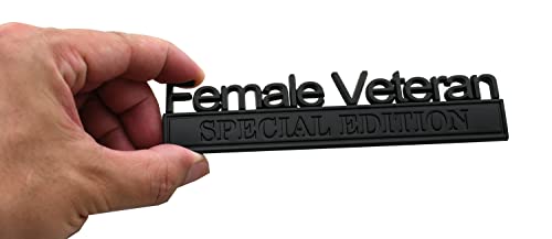 Image of Female Veteran Edition Special Emblem Car Decal, Warrior Soldier 3D Sticker, Female Veteran Special Edition Letters Car Badges, Accessories (Matte Black)