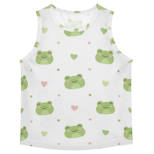 J JOYSAY Cartoon Frog Heart Boys Tank Top Sleeveless Muscle Shirts Quick Dry Sport Workout Active Kids T-Shirts 3-15T