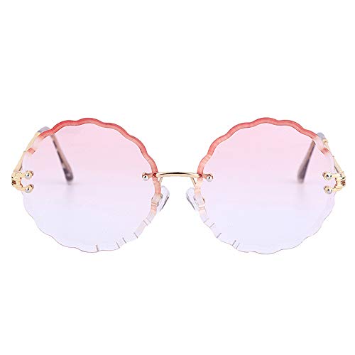 Shangyi New cut-edge sunglasses, wave rimless flower sunglasses For Women (Pink)